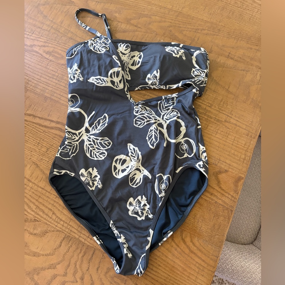 Army green and White Floral (green flora) One-Piece Swimsuit
